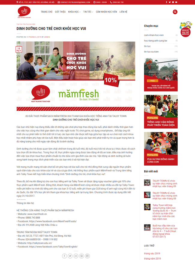 Template blogspot landing page trung tâm tiếng Anh